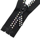 MebuZip 24 Inch #10 Colorfull Rhinestone Zipper Large Lightning Shiny Colored Separating Diamond Zippers Open-End for Sewing DIY Jacket Bag Coat Craft (CDZ)