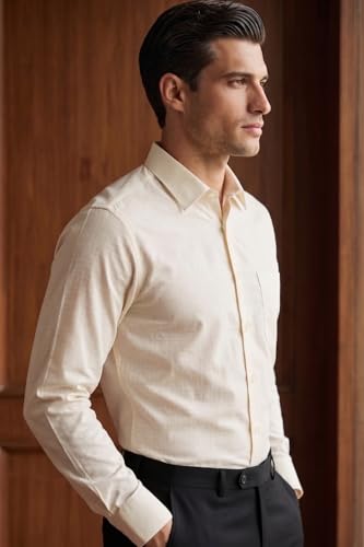 Image of Louis Philippe Men's Slim Fit Easy to Iron Everyday wear Premium Cotton Full Sleeve Textured Formal Shirt