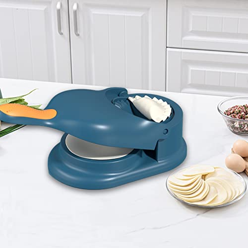 Dumpling Maker 2-in-1-Knödelformdruck,Teigtaschen-Hautmacher,Teigtaschenformen, Knödelmacher,Knödelhautform Manuelle Teigpresse,Hautverpackungen,Knödel Skin Maker Knödel Formen (Blau) Cover