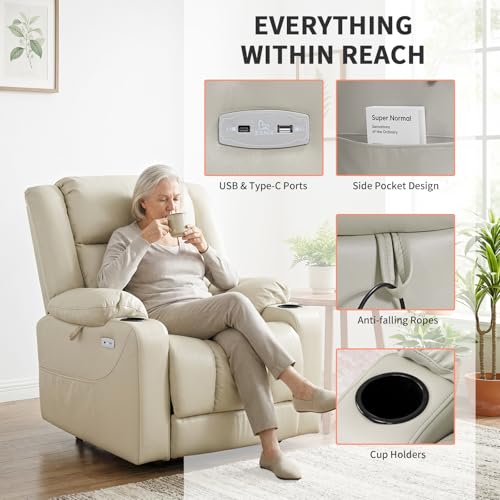 Image of EONIX Dual Motor Power Lift Recliner Chair for Elderly, 400lb, Cream White