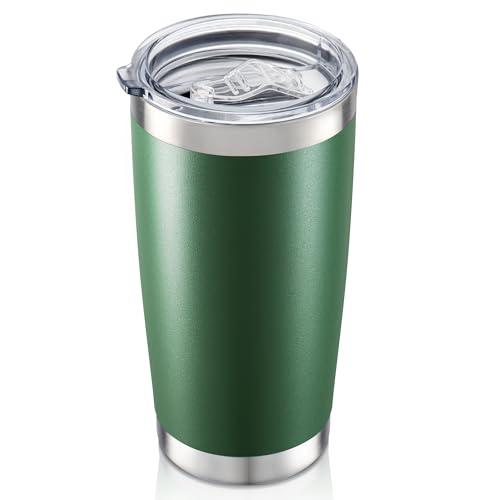 HZJSTSWQ 20 oz Tumbler with Lid Stainless Steel Insulated Tumblers Double Wall Vacuum Coffee Mug Powder Coated Tumbler Cups for Cold and Hot Drinks, Dark Green, 1 pack