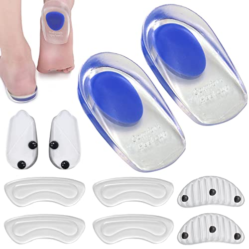 Talonnette Silicone 6 pièces Talonette Epine Celearanne Semelle Talon Gel Tendon D'Achille Semelles Chaussures Douleur Calcaneenne Femme Orthopédiques Anti Pronation avec 2 Paires de Talons Cover
