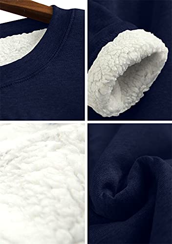 EFOFEI Womens Winter Soft Sherpa Fleece Lined Pullover Crewneck Solid Color Sweatshirt2