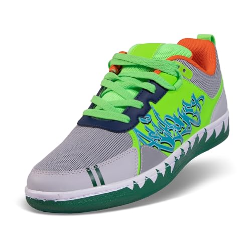 Soulsfeng Mens Skate Shoes Streetwear Skateboarding Shoes Casual Grey Green Tennis Walking Sneakers for Men 11