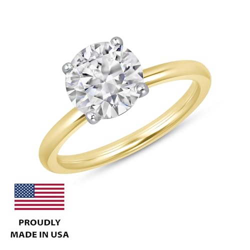 1 to 5 Carat Round Moissanite Solitaire Engagement Ring for Women I 14k Gold Ring (G-H, VS, cttw, DEW) 4-Prong Anniversary Wedding Promise Band Size 4 to 11 Made in USA2