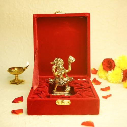 Image of Ekhasa 100% Pure Brass Hanuman Ji Murti in Luxury Red Velvet Gift Box God Idols for Gifting | Best Wedding Gifts for Marriage Couple, Marriage Gifts for Couples, Housewarming, Shop Opening Ceremony