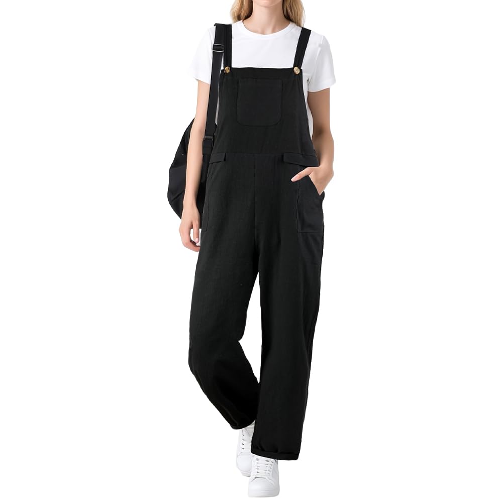 Jumpsuit da Donna, Salopette Tuta Jumpsuit con Tasca, Vestibilità Ampia Tuta in Cotone, Donne Casual Playsuit Pantaloni da Lavoro, Sciolto Pantaloni Pagliaccetto da Donna
