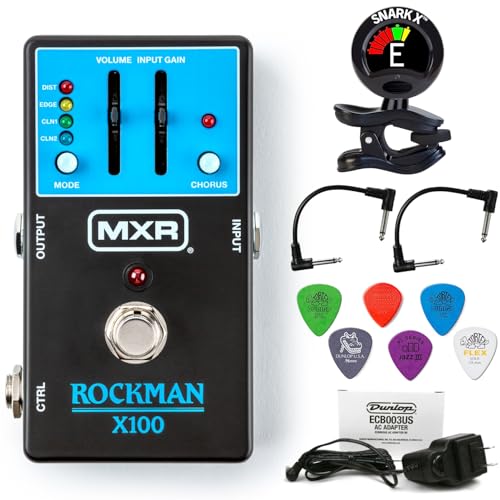 MXR Rockman MX100 Analog Tone Processor - Bundle with 2 Patch Cables 6 Dunlop Picks and Snark-X Tuner
