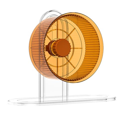 HARUMAKI ハムスター 回し車 静音ホイール 透明デザイン 【直径12cm・静音ベアリング・高さ調節可能】小動物用 トレーニングホイール ストレス解消 安定構造 ドワーフ・ゴールデン・ジャンガリアン等対応 (オレンジ)