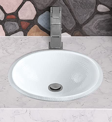 Monarch Abode 19003 Classic White Hand Hammered Oval Drop-In Bathroom Vanity Sink (17 Inches) #TOP1