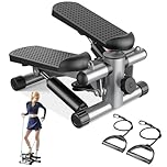 Sweetcrispy Mini Stair Steppers with Resistance Bands for Exercise at Home, Portable Exercise Twist Stepper Machine for Full Body Workout, 117kg Capacity