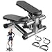 Sweetcrispy Mini Stair Steppers with Resistance Bands for Exercise at Home, Portable Exercise Twist Stepper Machine for Full Body Workout, 300LBS Capacity