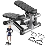 Sweetcrispy Mini Stair Steppers with Resistance Bands for Exercise at Home, Portable Exercise Twist Stepper Machine for Full Body Workout, 300LBS Capacity