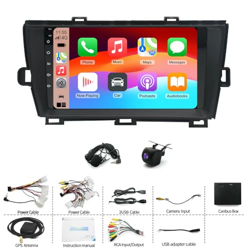 Image of 5G WiFi Android 15 Car Radio for Toyota Prius 2010 2011 2012 2013 2014 2015, 4 Core 9 inch Touch Screen Car Stereo with Wireless Carplay Android Bluetooth GPS Backup Camera WiFi FM RDS Mirror Link 2+64G
