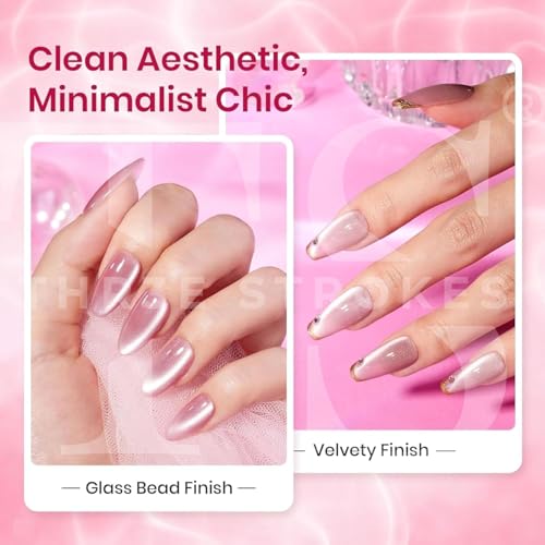 Image of THR3E STROKES Gel Nail Polish Set - 6 Colors Gel Polish Glitter Gel Polish Sparkle Nail Polish Gel Manicure DIY Salon Nail Art Gifts (ROSE SILK, 7.5ML)