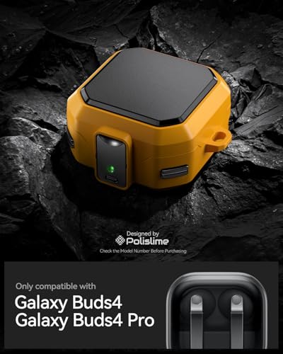 Image of Safety Lock Case for Samsung Galaxy Buds 4 Pro /for Galaxy Buds 4 Case (2026) [Compatible with MagSafe] with Cleaning Kit & Keychain,(Yellow)