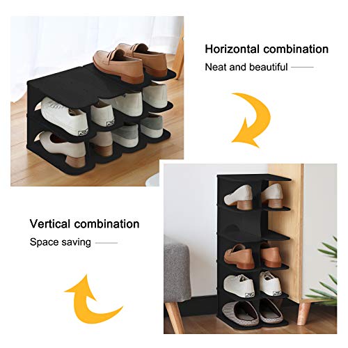 Acpop 6-Tier Free-Standing Shoe Rack, Adjustable Shoe Shelf, Space Saving Shoes Storage Organizer Stand For Entryway, Hallway, Closet, Black #TOP3
