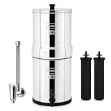 Big Berkey Gravity-Fed Water Filter System with 2 Black Berkey Elements Plus Deluxe 7' Stainless Steel Water View Spigot