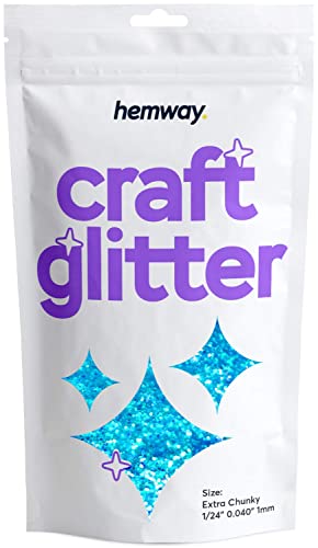 Hemway Craft Glitter Fluorescent UV Neon Blue 100g Extra Chunky Glitter for Crafts Resin, Cosmetic, Nail, Face, Body