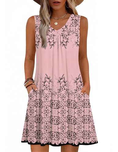 Zeagoo Summer Dresses for Womens Sleeveless Sundresses Beach Vacation Dresses V Neck Tank Dress...