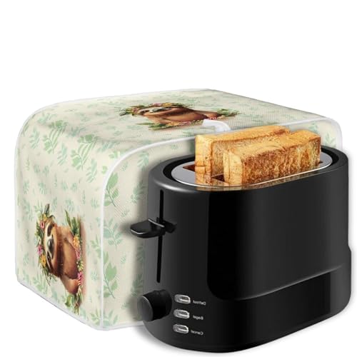 Image of Talayituse Cute Sloth Print 4 Slice Toaster Covers Dust Protection Bread Maker Covers Toaster Oven Cloth Cover Kitchen Accessories Washable Appliance Cover with Handle