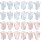 LUOZZY 24 Pcs Pink Blue Popcorn Boxes Paper Movie Theater Popcorn Boxes Containers in Pink Blue Stripe