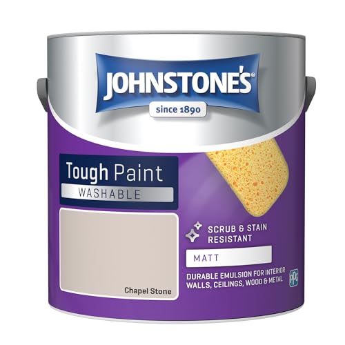 Johnstones - Washable Paint - Chapel Stone - Matt Finish - Emulsion Paint - Highly Durable - Stain Resistant - Non Toxic & Low Odour - 12m2 Coverage per Litre - 2.5L (Packaging may vary)