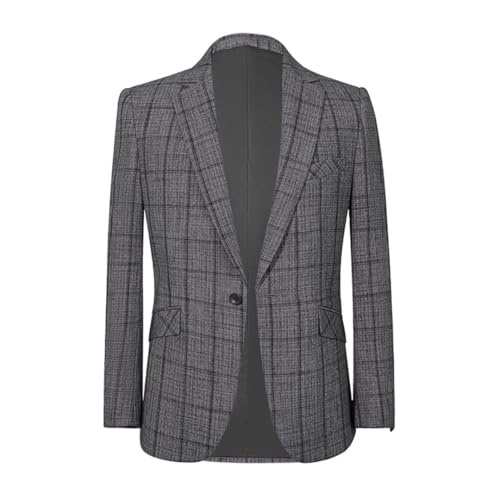 Men's Four Seasons Plaid Casual Suit Jacket Single-Breasted Slim Fit Everyday Blazer
