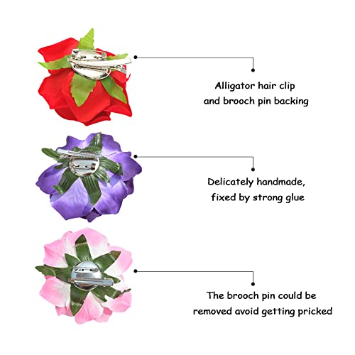 Dreshow 5 Pack Flower Brooch Head Ornament Bride Women Rose Flower Hair Accessories Wedding Hair Clip Flamenco Dancer #TOP6