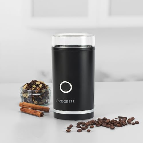 Miniatura 4 de Progress Molinillo De Café Y Especias - Molino De Granos De Café, Operación Con Un Solo Toque, Cuchilla De Acero Inoxidable, Tapa Transparente, Capacidad De 70 G, Nueces Y Semillas, 180 W