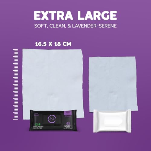 Image of Flushable Wet Wipes, 6 Pack (288 Wipes), New & Improved Lavender, Disposable, Biodegradable, Extra-Large With Aloe & Vitamin-E, Drain and Marine Life Friendly, Utterly Smooth, Irresistible!