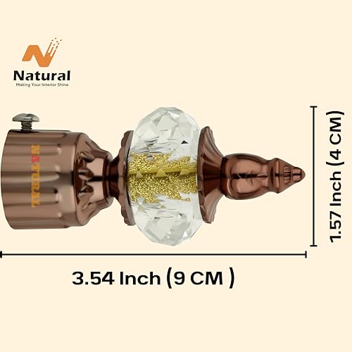 NATURAL Heavy Duty Aluminum Royal Luxury Design Curtain Bracket/Finial and Curtain Support with Screw/Wallplug for Window & Door Curtain Fittings Suitable Upto 1 Inch Pipe. (6 Set, Rose Gold)
