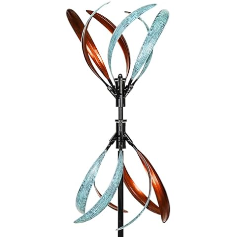 Cyan Oasis Wind Spinners Outdoor – Metal Large Wind Spinner with Stake for Yard and Garden, Garden Wind Sculptures & Spinners, Ideal Gift for Family (13'' W x 70.5'' H) Cover