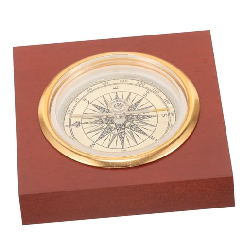Brújula portátil vintage de madera Happyyami miniatura 1