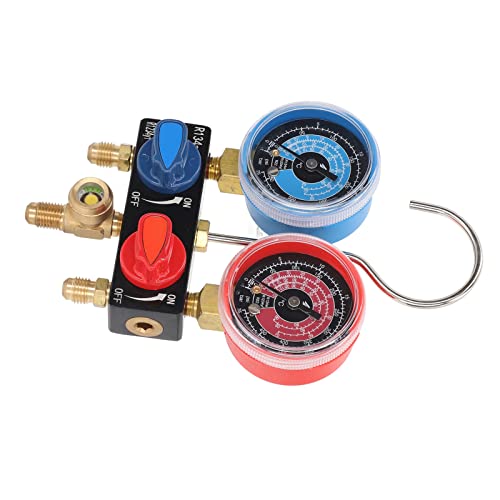Juego Mini de Manómetro AC con Extremos Codificados por Color, Boquilla de Fusión Espejo, Material de Aleación para Refrigerantes R22, R134a y R1234yf, Herramientas para Mantenimiento Automotriz miniatura 6