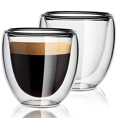 Triaqua Espresso Cups, 2.8Oz, Set Of 2, Double Walled Glasses, Insulated Borosilicate Tea Cups #TOP1