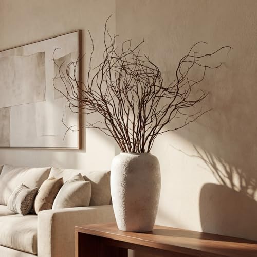 Image of Norme 3 Pcs 47.2 Inch Lifelike Curly Willow Branches for Vases Artificial Decorative Dried Twigs Tall Plastic Vine Bendable Stick for DIY Plant Crafts Farmhouse Wedding Indoor Home Hotel Decor(Brown)