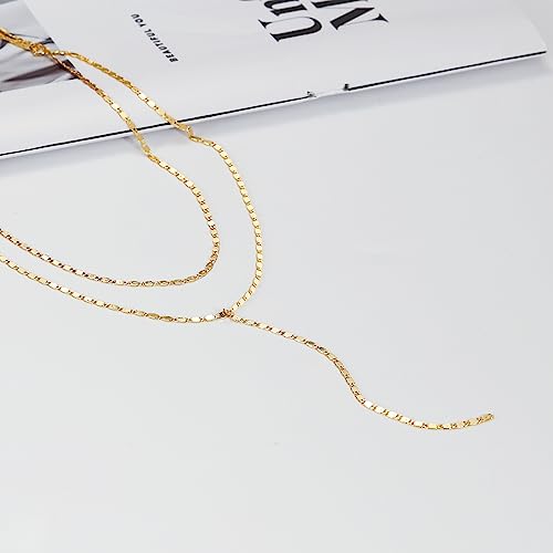 MBW Lariat Necklace for Women Trendy, 14k Gold Plated Dainty Silver Chain Y Necklaces Long Simple Pearl Cubic Zirconia Lip Layered Beaded Teardrop Diamond CZ Pendant Necklace for Women Fashion Jewelry4
