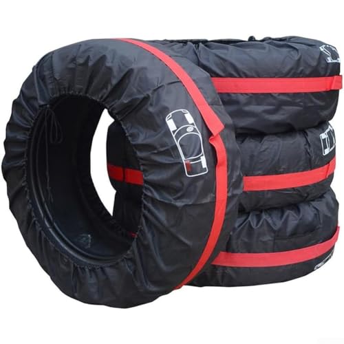 Zeroupshop Paquete de 4 bolsas de almacenamiento de neumáticos, impermeables, a prueba de polvo, fundas protectoras para neumáticos de repuesto con hebillas ajustables y cordón de ajuste, se adapta a