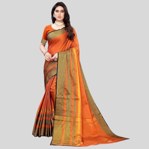 Image of VJ Fashion Women Cotton Silk Saree With Blouse Piece freesize