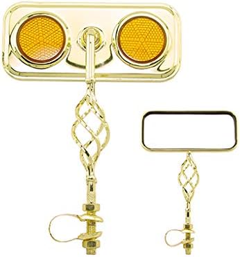 Rectangle Cage Mirror Gold with Amber Reflectors. Bike Mirror, Bicycle mirror, bike parts, bicycle parts