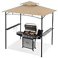 ABCCANOPY 8'x 5' Grill Gazebo Shelter, Outdoor BBQ Gazebo Canopy with LED Light (Caramel)
