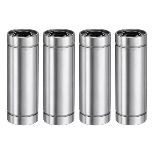 QUARKZMAN 4 Stück LM10LUU Linearlager 10mm Bohrung 19mm OD 55mm Länge Linearkugellager Doppelseitig gummiertes Lagerstahl für CNC-Maschine 3D-Drucker Lebensmittelverpackungsmaschine