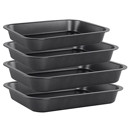4 Pack Non Stick Oven Baking Tray Set Heavy Duty Black Carbon Steel Baking Sheets Deep Roasting Tins Pans (PFOA Free)