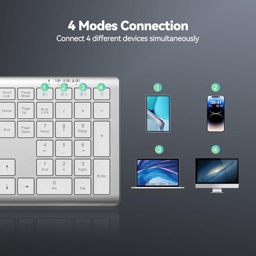 Image of TECKNET Bluetooth Keyboard Rechargeable 4-Device (2.4G+BT)
