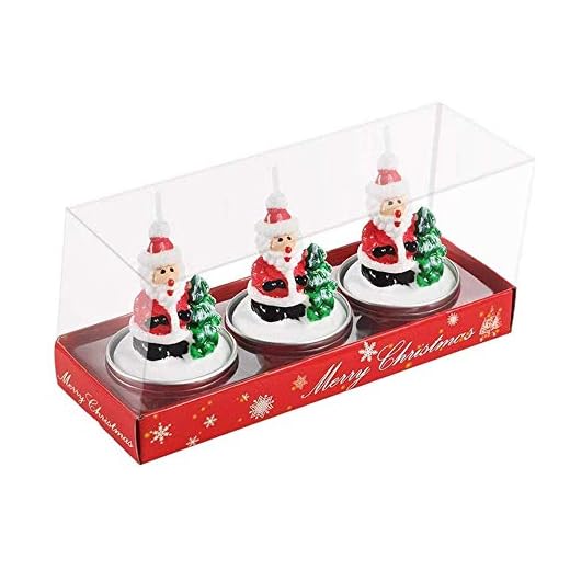 Longsing Velas de Muñeco de Nieve de Navidad Velas de Navidad de Papá Noel Velas árbol de Navidad Juegos de Regalo para la Decoración del Hogar 3 Piezas(Velas de Navidad de Papá Noel)