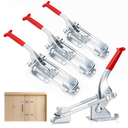 Tendicinghia in metallo, chiusura a scatto in acciaio inox, 4 pezzi, in metallo, chiusura a scatto, chiusura rapida, fibbia per leva del ginocchio, per armadio, porta, casse