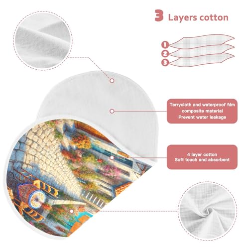 Alley Windmill Flower Blue Baby Burp Cloths Absorbent Muslin Soft Burp Cloth Rags Cotton Burp Clothes for Girl Unisex Boy Newborn 1 Pack 22x11 Inches3