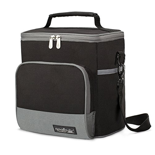 Apollo Walker Lunch Box Insulated Lunch Bag Large Foldable Waterproof Cooler Picnic Tote Bag for Adult Men, Women, Black