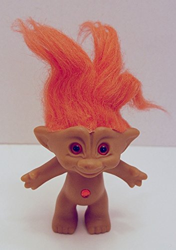 Ace Novelty Orange Hair Treasure Troll with Orange Round Wish Stone 4.5 Inches Tall
